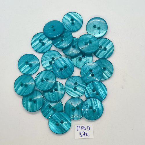 24 boutons en résine bleu - 18mm - abd374