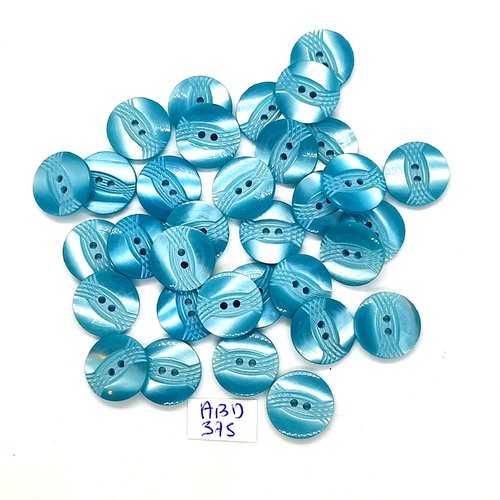 33 boutons en résine bleu - 14mm - abd375