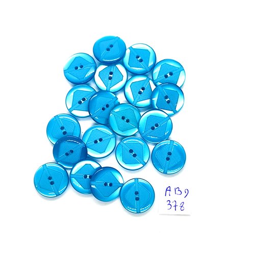 20 boutons en résine bleu - 15mm - abd378