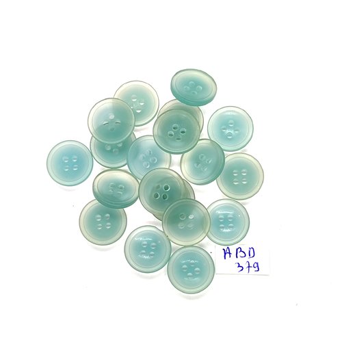 19 boutons en résine bleu - 15mm - abd379
