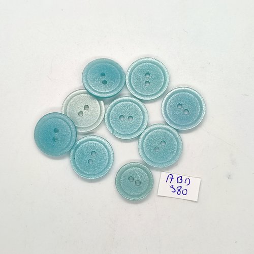 9 boutons en résine bleu - 15mm et 18mm - abd380