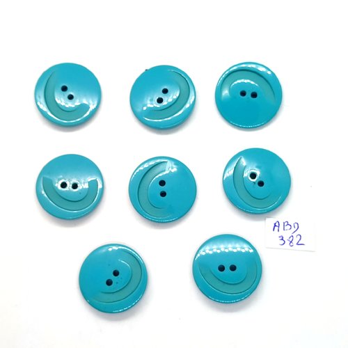 9 boutons en résine bleu - 23mm - abd382
