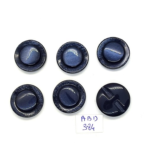 6 boutons en résine gris / bleu - 23mm - abd384