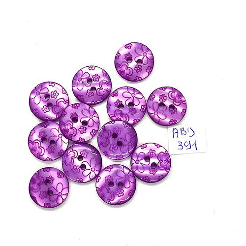 12 boutons en résine lilas - 15mm - abd391