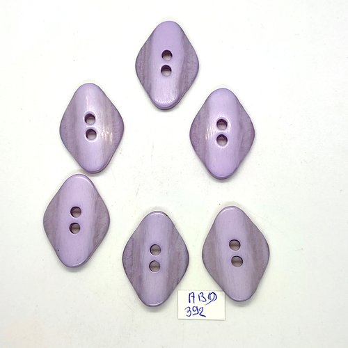6 boutons en résine lilas clair - 25x34mm - abd392