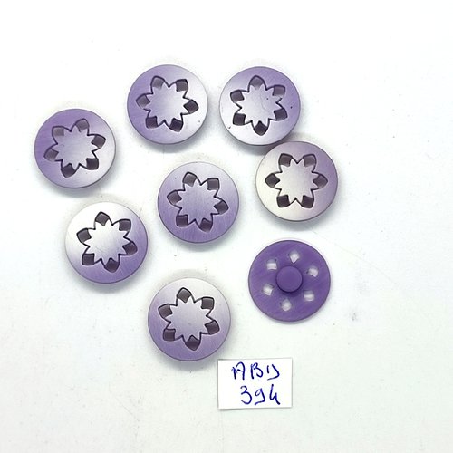 8 boutons en résine lilas dégradé - 17/18mm - abd394