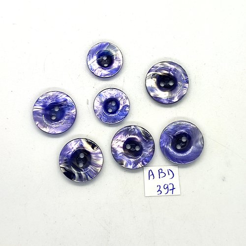 7 boutons en résine lilas - 18mm et 15mm - abd397