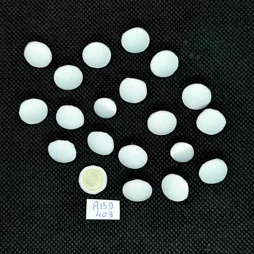 20 boutons en tissu blanc et nylon - 12mm et 10mm - abd409