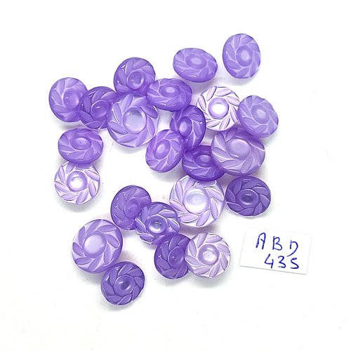 23 boutons en résine lilas -  14mm et 12mm - abd435