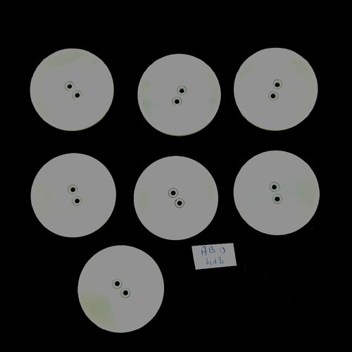 7 boutons en résine blanc cassé - 34mm - abd413