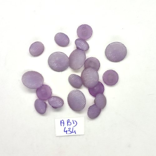19 boutons en résine lilas -  13mm et 9mm - abd434