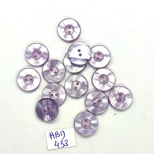 14 boutons en résine lilas -  13mm - abd433