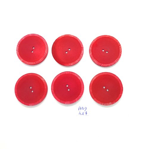 6 boutons en résine rouge - vintage - 36mm - abd417