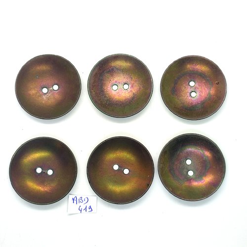 6 boutons en métal bronze - vintage - 39mm - abd419