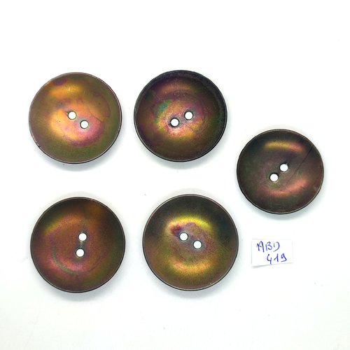 5 boutons en métal bronze - vintage - 39mm et 35mm - abd419