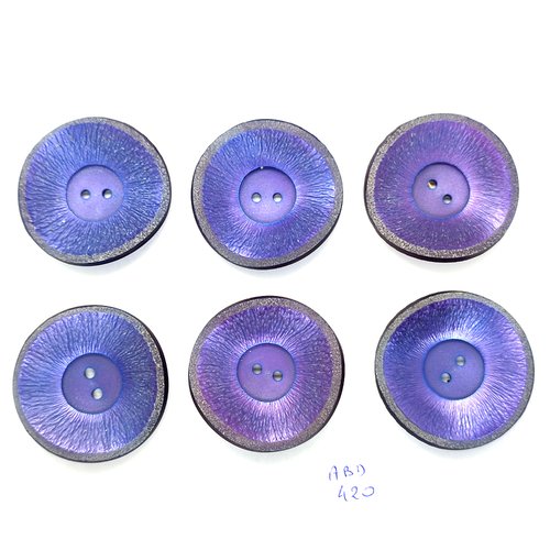6 boutons en résine lilas - vintage - 38mm - abd420