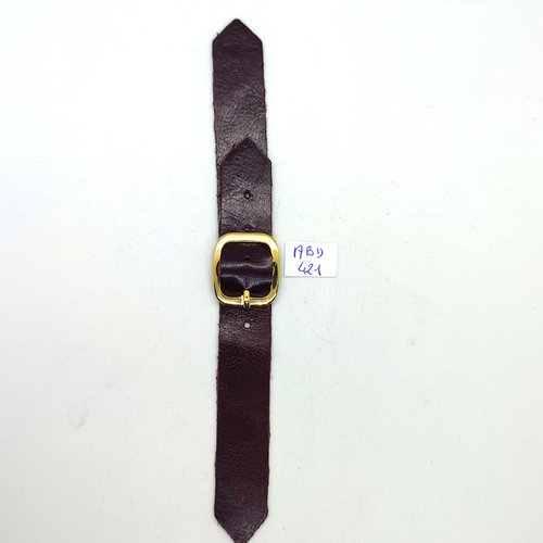 1 bouton brandebourg en cuir marron - 15,5cm fermé - abd421