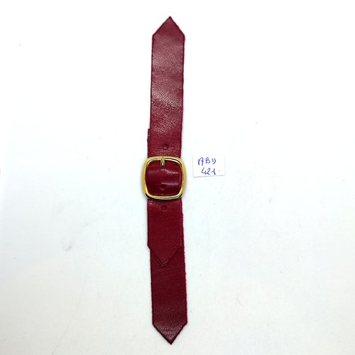 1 bouton brandebourg en cuir bordeaux - 16cm fermé - abd421