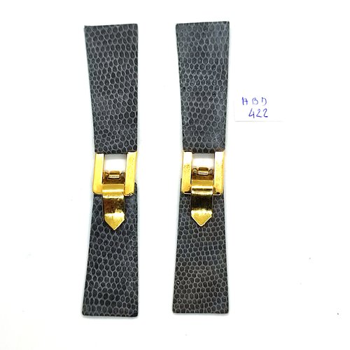 2 boutons brandebourg en cuir gris et métal doré - 11cm fermé - abd422