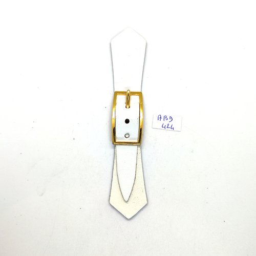 1 bouton brandebourg en cuir blanc - 12,5cm fermé - abd424