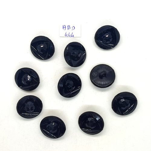 10 boutons en résine noir - 19mm - abd444
