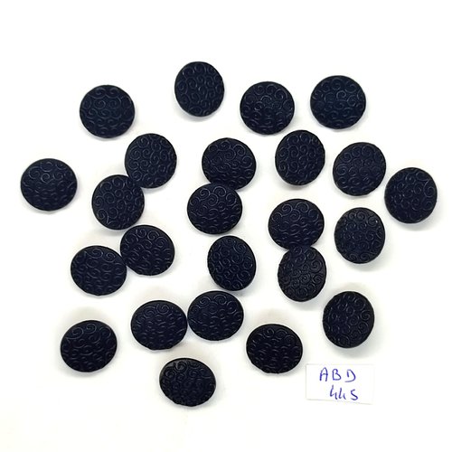 24 boutons en résine noir - 15mm - abd445