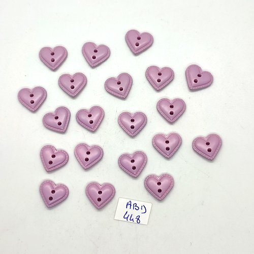 20 boutons fantaisie en résine rose (coeur) - 13mm -  abd448