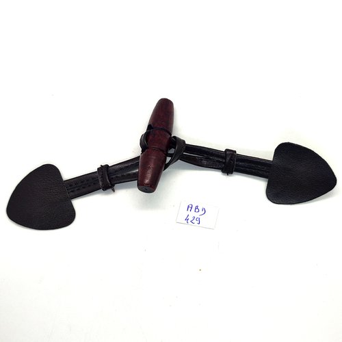 1 bouton brandebourg en cuir marron - 16,5cm fermé - abd428