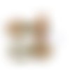1 bouton brandebourg en cuir et bois beige - 10,5cm fermé - abd428