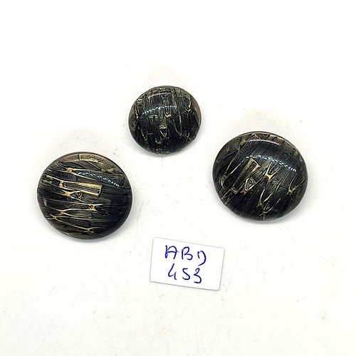 3 boutons en métal vert et doré - 23mm et 18mm - abd453
