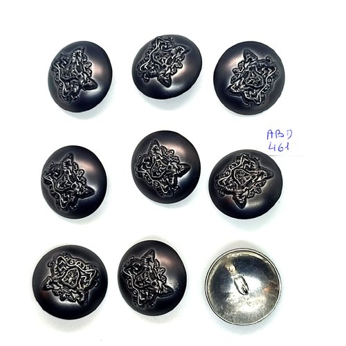 9 boutons en métal noir - 28mm - abd461