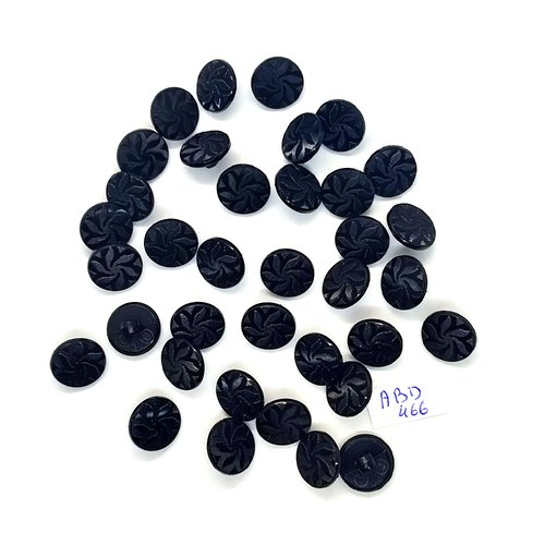 36 boutons en résine noir - 13mm - abd466