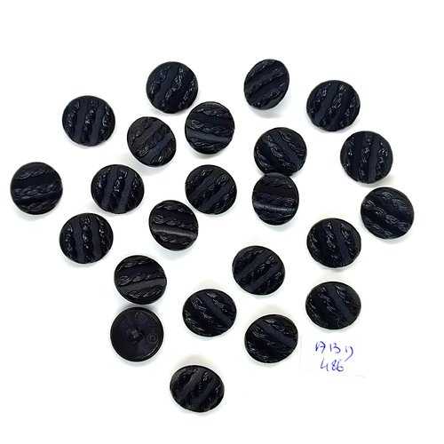 23 boutons en résine noir - 15mm - abd486