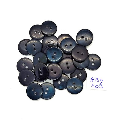 30 boutons en résine bleu foncé / vert - 14mm - abd509