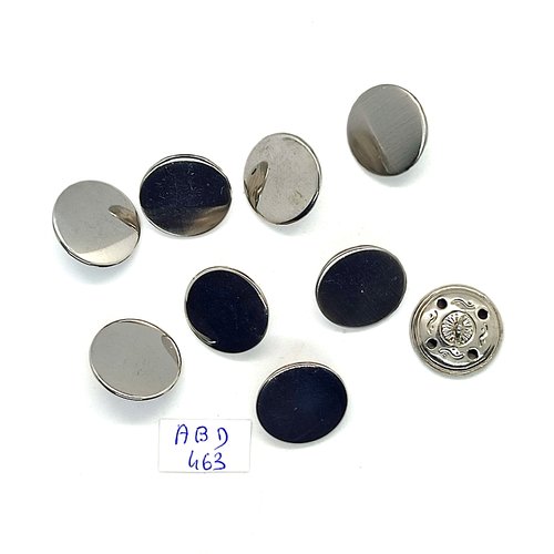 9 boutons en métal argenté - 18mm - abd463