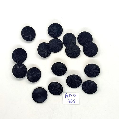 17 boutons en résine noir - 15mm - abd465