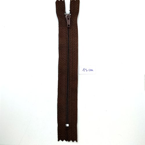 1 fermeture éclair marron - 15cm - maille nylon