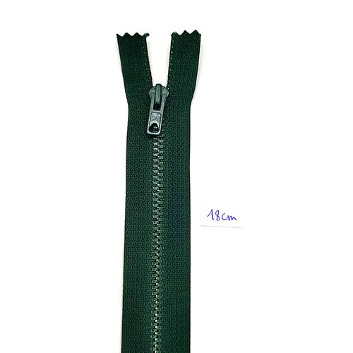 1 fermeture éclair vert - 18cm - non séparable , maille métal