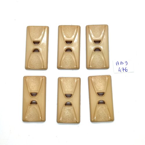 6 boutons en résine beige - 21x41mm - abd476