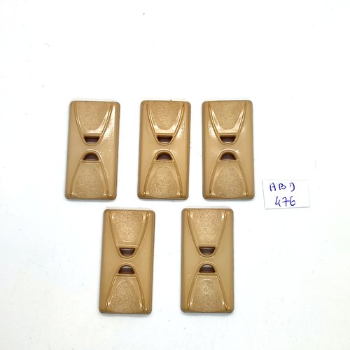 5 boutons en résine beige - 21x41mm - abd476