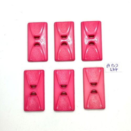 6 boutons en résine rose - 21x41mm - abd477
