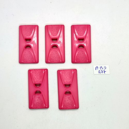 5 boutons en résine rose - 21x41mm - abd477