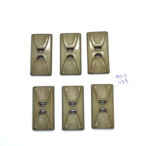 6 boutons en résine vert / kaki - 21x41mm - abd479