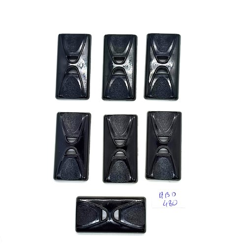 7 boutons en résine noir - 21x41mm - abd480