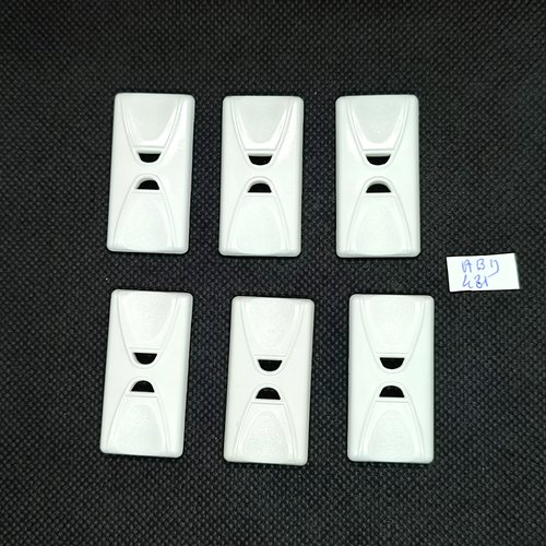 6 boutons en résine blanc - 21x41mm - abd481