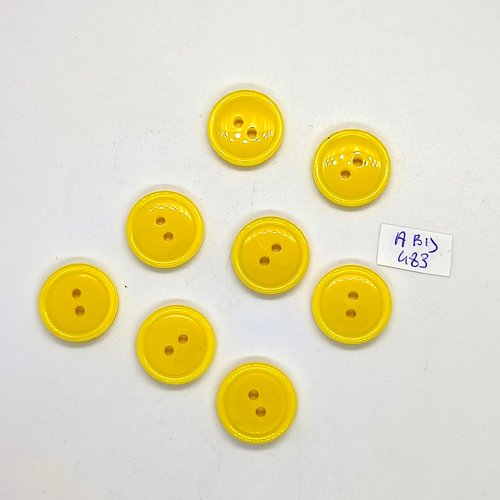 8 boutons en résine jaune - 18mm - abd483