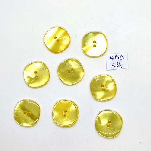8 boutons en résine jaune - 19x19mm - abd484