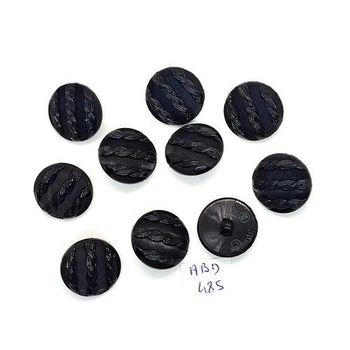 10 boutons en résine noir - 19mm - abd485