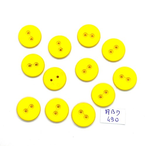12 boutons en résine jaune - 18mm - abd490