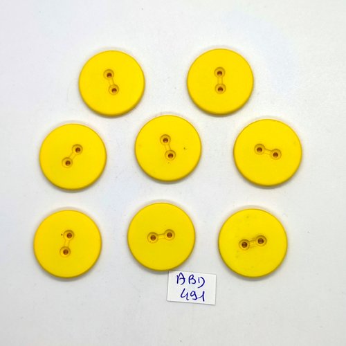 8 boutons en résine jaune - 23mm - abd491
